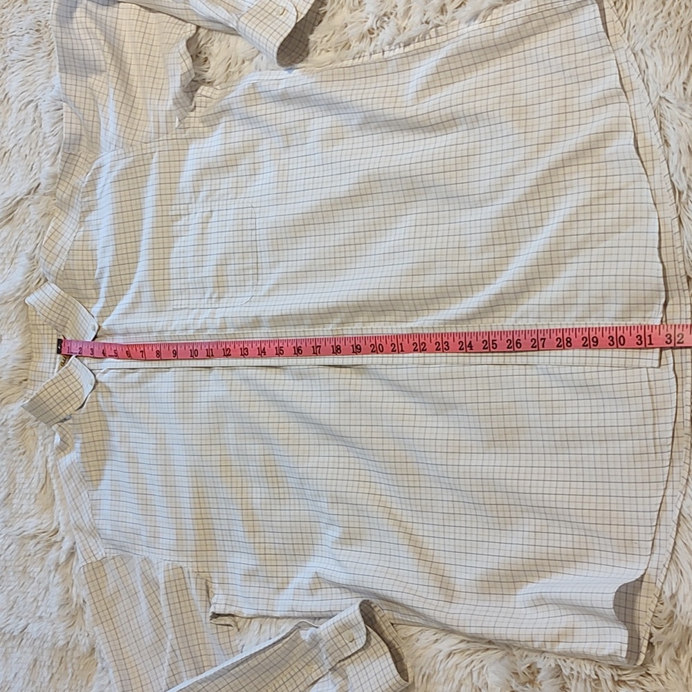 Roundtree & Yorke Gold Label Non-Iron Shirt White Blue Plaid 100% Cotton 15½/33 - Picture 9 of 12